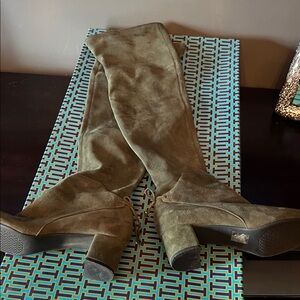 Tory Burch Olive Over the Knee Boots